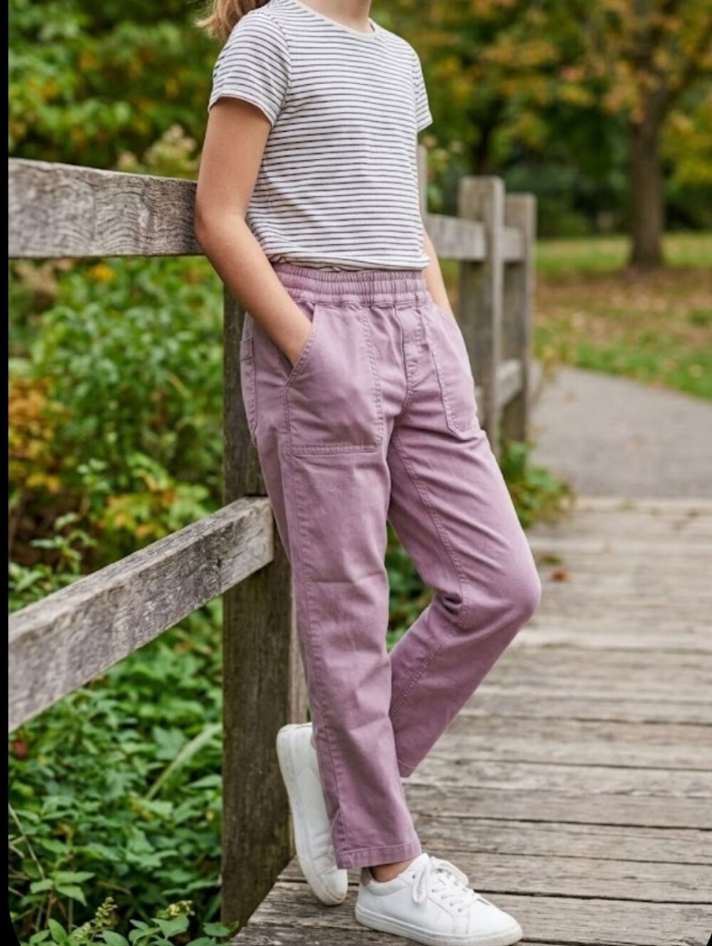 Mini Boden Girls Mauve Pink Elastic Waist Utility Pants 11Y